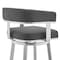Armen Living Lorin 26" Gray Faux Leather and Brushed Stainless Steel Swivel Bar Stool LCLRBABSGR26 - alternate 7